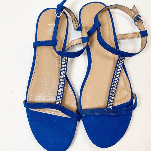 Flat Sandals Royal Blue Womens Sandals Olista Cobalt Blue Suede